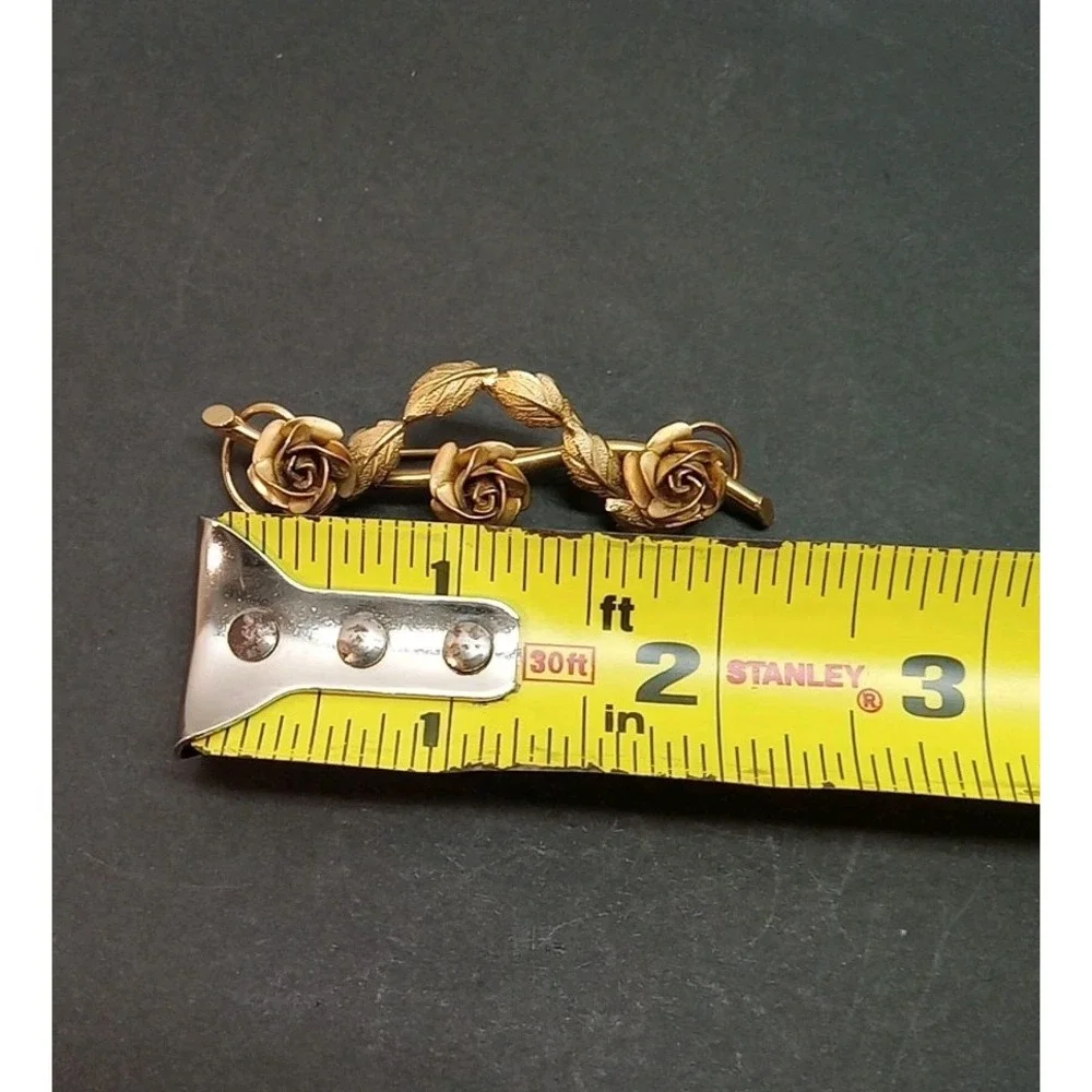 VINTAGE MARLANA? 1/20 12K GOLD FILLED PIN BROOCH ROSES 5.88 Grams